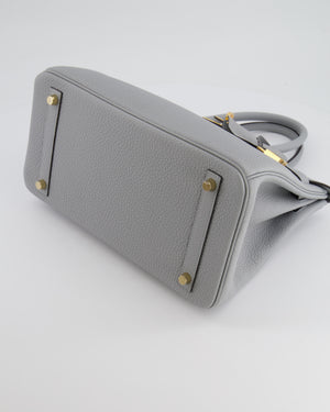 *HOT* Hermes Birkin 30cm Retourne Bag in Bleu Glacier Togo Leather with Gold Hardware