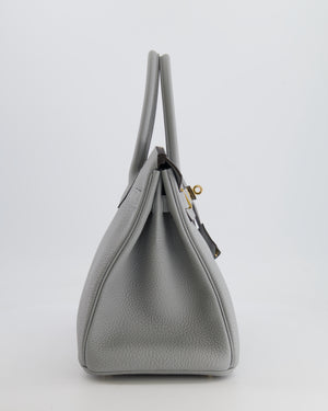 *HOT* Hermes Birkin 30cm Retourne Bag in Bleu Glacier Togo Leather with Gold Hardware