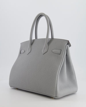 *HOT* Hermes Birkin 30cm Retourne Bag in Bleu Glacier Togo Leather with Gold Hardware