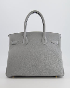 *HOT* Hermes Birkin 30cm Retourne Bag in Bleu Glacier Togo Leather with Gold Hardware