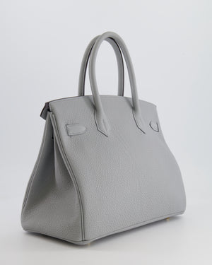 *HOT* Hermes Birkin 30cm Retourne Bag in Bleu Glacier Togo Leather with Gold Hardware