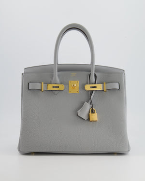 *HOT* Hermes Birkin 30cm Retourne Bag in Bleu Glacier Togo Leather with Gold Hardware