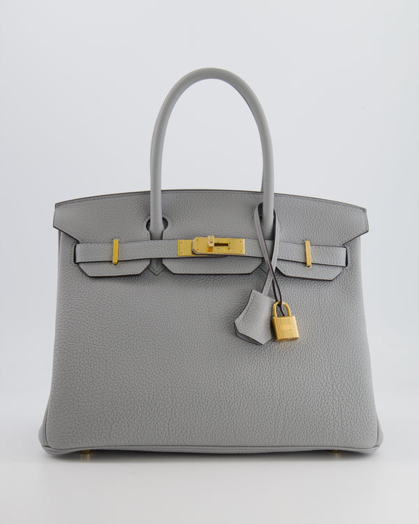 *HOT* Hermes Birkin 30cm Retourne Bag in Bleu Glacier Togo Leather with Gold Hardware