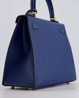 Hermès Kelly 25cm Sellier in Deep Blue Veau Madame Leather with Gold Hardware