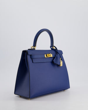 Hermès Kelly 25cm Sellier in Deep Blue Veau Madame Leather with Gold Hardware