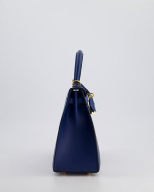 Hermès Kelly 25cm Sellier in Deep Blue Veau Madame Leather with Gold Hardware
