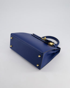 Hermès Kelly 25cm Sellier in Deep Blue Veau Madame Leather with Gold Hardware