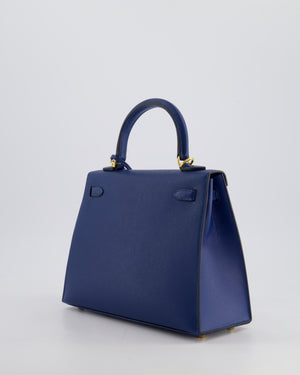 Hermès Kelly 25cm Sellier in Deep Blue Veau Madame Leather with Gold Hardware