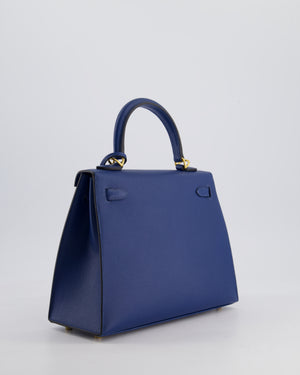 Hermès Kelly 25cm Sellier in Deep Blue Veau Madame Leather with Gold Hardware