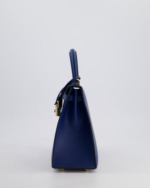 Hermès Kelly 25cm Sellier in Deep Blue Veau Madame Leather with Gold Hardware