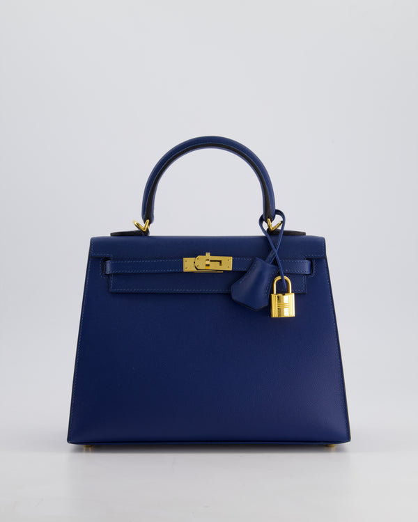 Hermès Kelly 25cm Sellier in Deep Blue Veau Madame Leather with Gold Hardware