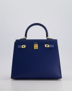 Hermès Kelly 25cm Sellier in Deep Blue Veau Madame Leather with Gold Hardware