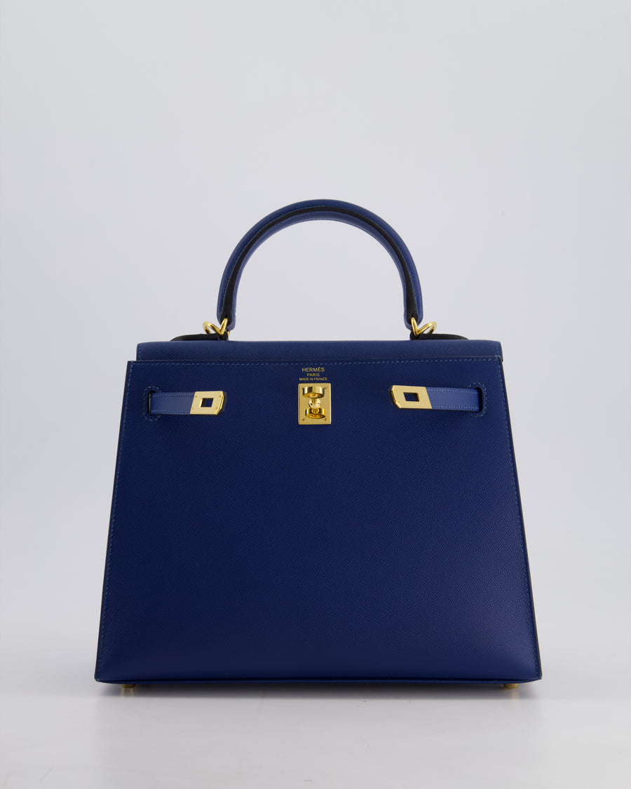 Hermès Kelly 25cm Sellier in Deep Blue Veau Madame Leather with Gold Hardware