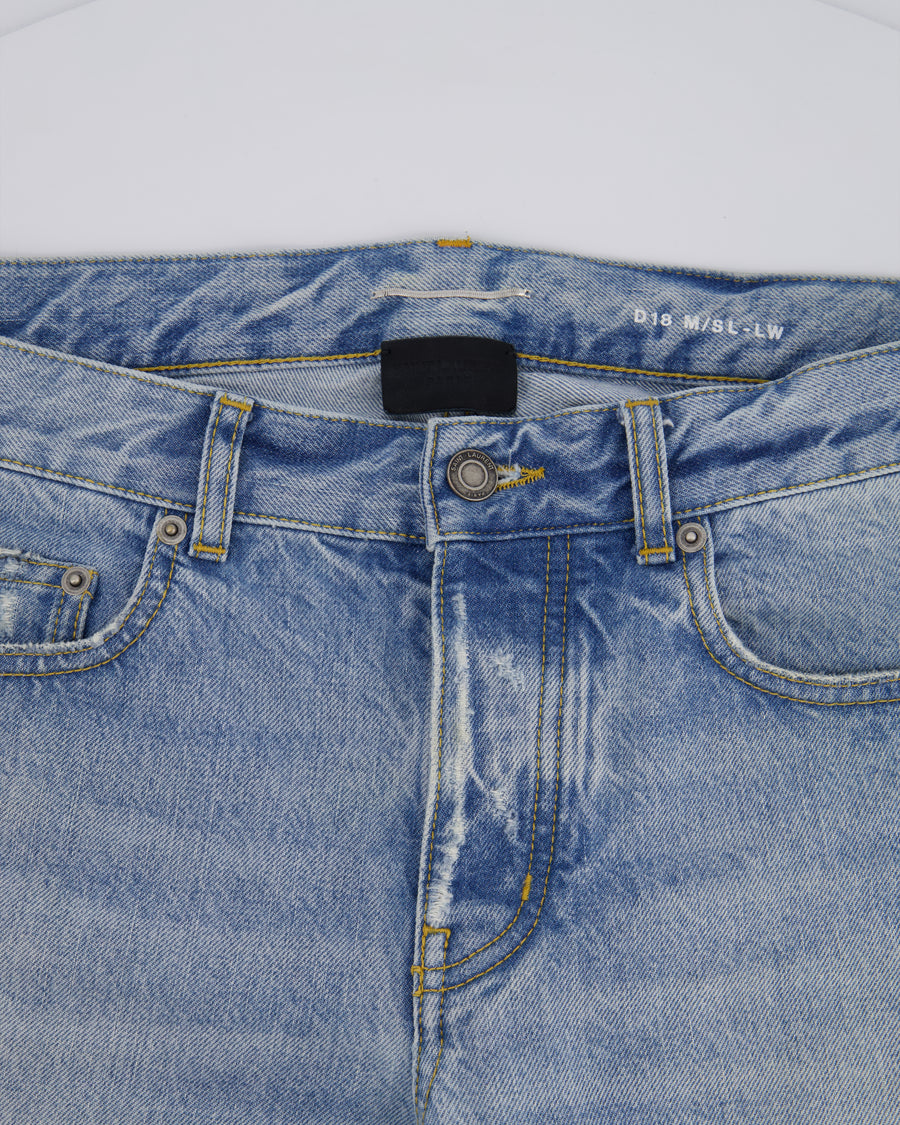 Saint Laurent Menswear Blue Stone Wash Straight Leg Jeans Size 30