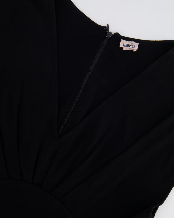 Hermès Black Sleeveless Low Neck Mini Dress with Pockets Size FR 40 (UK 12)