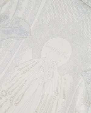 Hermès White and Grey "Doigts de fée" Silk Printed Shirt Size FR 38 (UK 10)