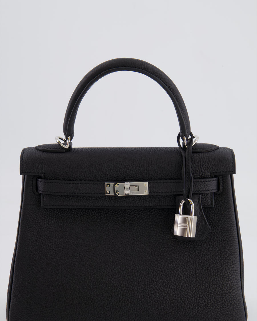 Hermès Kelly Retourne 25cm Bag in Black Togo Leather with Palladium Hardware