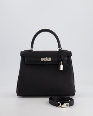 Hermès Kelly Retourne 25cm Bag in Black Togo Leather with Palladium Hardware