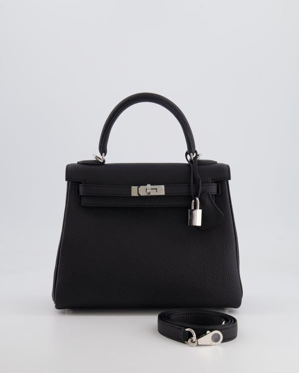 Hermès Kelly Retourne 25cm Bag in Black Togo Leather with Palladium Hardware