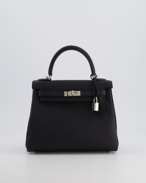 Hermès Kelly Retourne 25cm Bag in Black Togo Leather with Palladium Hardware