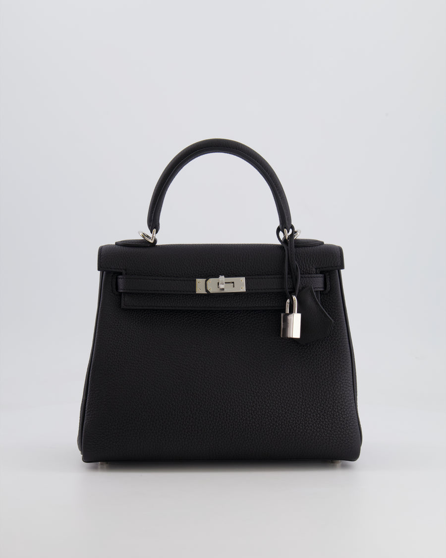 Hermès Kelly Retourne 25cm Bag in Black Togo Leather with Palladium Hardware