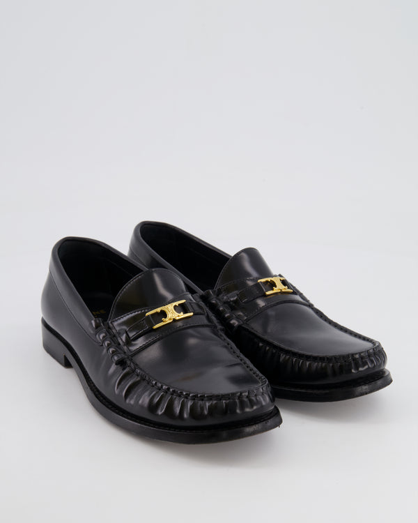 Céline Black Leather Luco Loafers with Gold Logo Detail Size EU 38 RRP £790