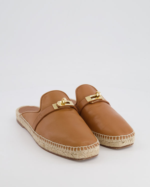 Hermès Gold Leather Feria Espadrille Mules with Gold Kelly Buckle Size EU 38 RRP £740