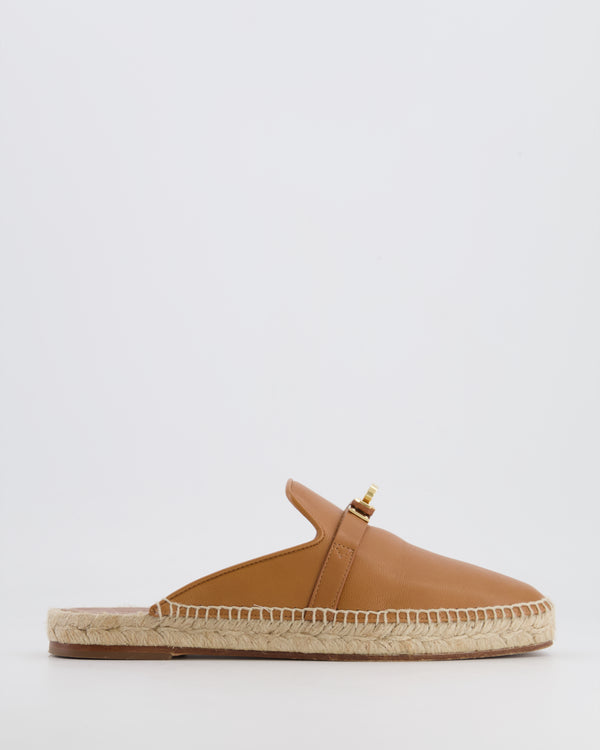 Hermès Gold Leather Feria Espadrille Mules with Gold Kelly Buckle Size EU 38 RRP £740