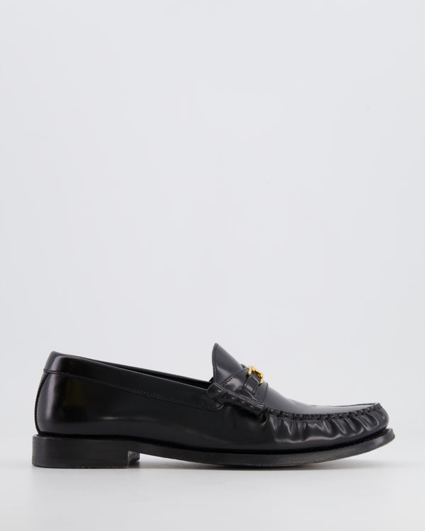Céline Black Leather Luco Loafers with Gold Logo Detail Size EU 38 RRP £790
