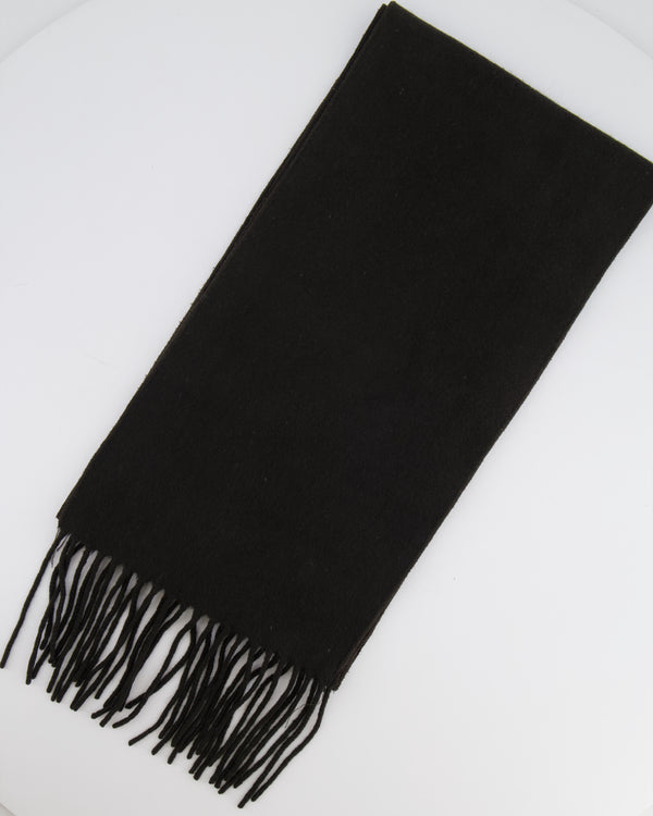 Hermès Black Cashmere Rectangular Long Scarf 25x180cm