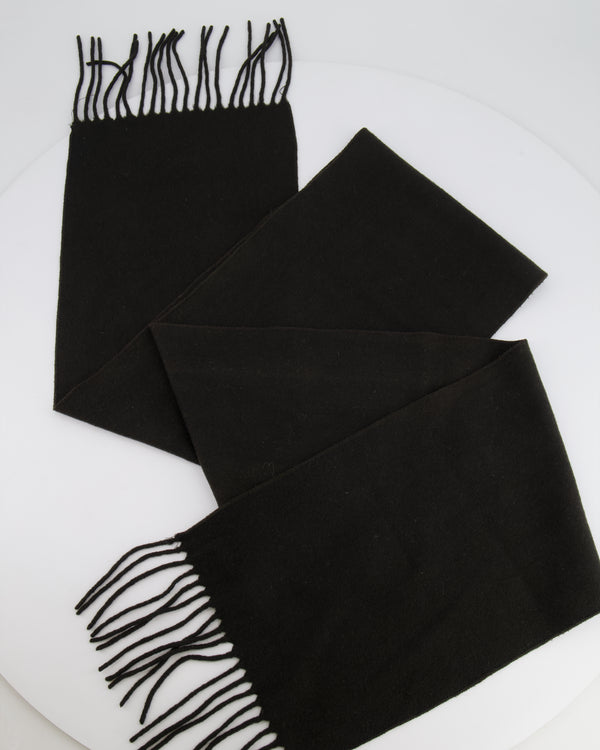 Hermès Black Cashmere Rectangular Long Scarf 25x180cm