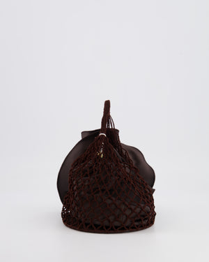 Magda Butrym SS25 Brown Silk Flower and Crochet Small Devana Bag RRP £655