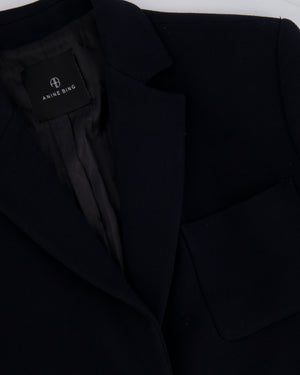 Anine Bing Black Wool Jacket with Gold Logo Buttons Size S (UK 8) RRP £560