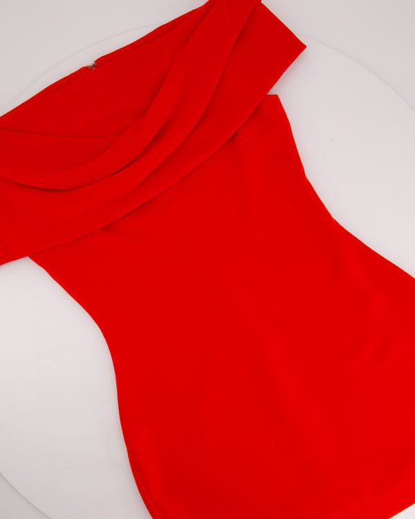 Solace London Red Sleeveless Mini Dress with Draped Neckline Detail Size UK 8