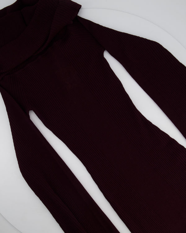 Ser.O.Ya Merlot Knitted Long Sleeve Galleria Maxi Dress with Raunched Neckline Detail Size XS (UK 4) RRP £330