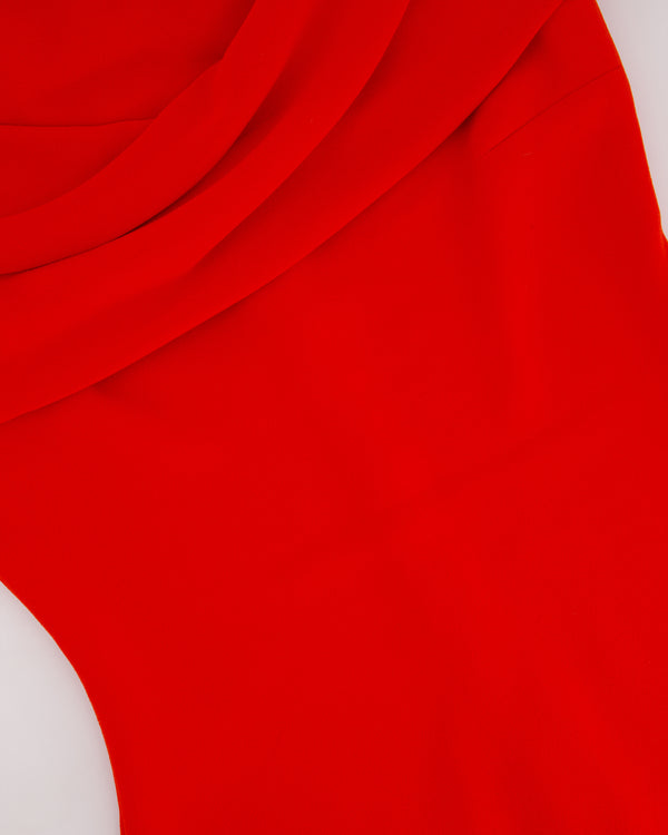 Solace London Red Sleeveless Mini Dress with Draped Neckline Detail Size UK 8