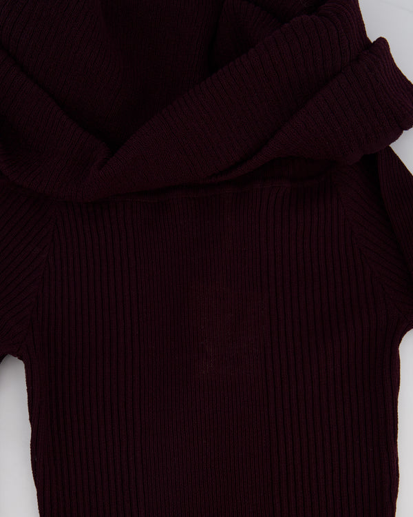 Ser.O.Ya Merlot Knitted Long Sleeve Galleria Maxi Dress with Raunched Neckline Detail Size XS (UK 4) RRP £330