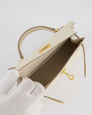 Hermès HSS Mini Kelly II 20cm Bag in Craie Epsom Leather with Gold Hardware