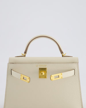 Hermès HSS Mini Kelly II 20cm Bag in Craie Epsom Leather with Gold Hardware