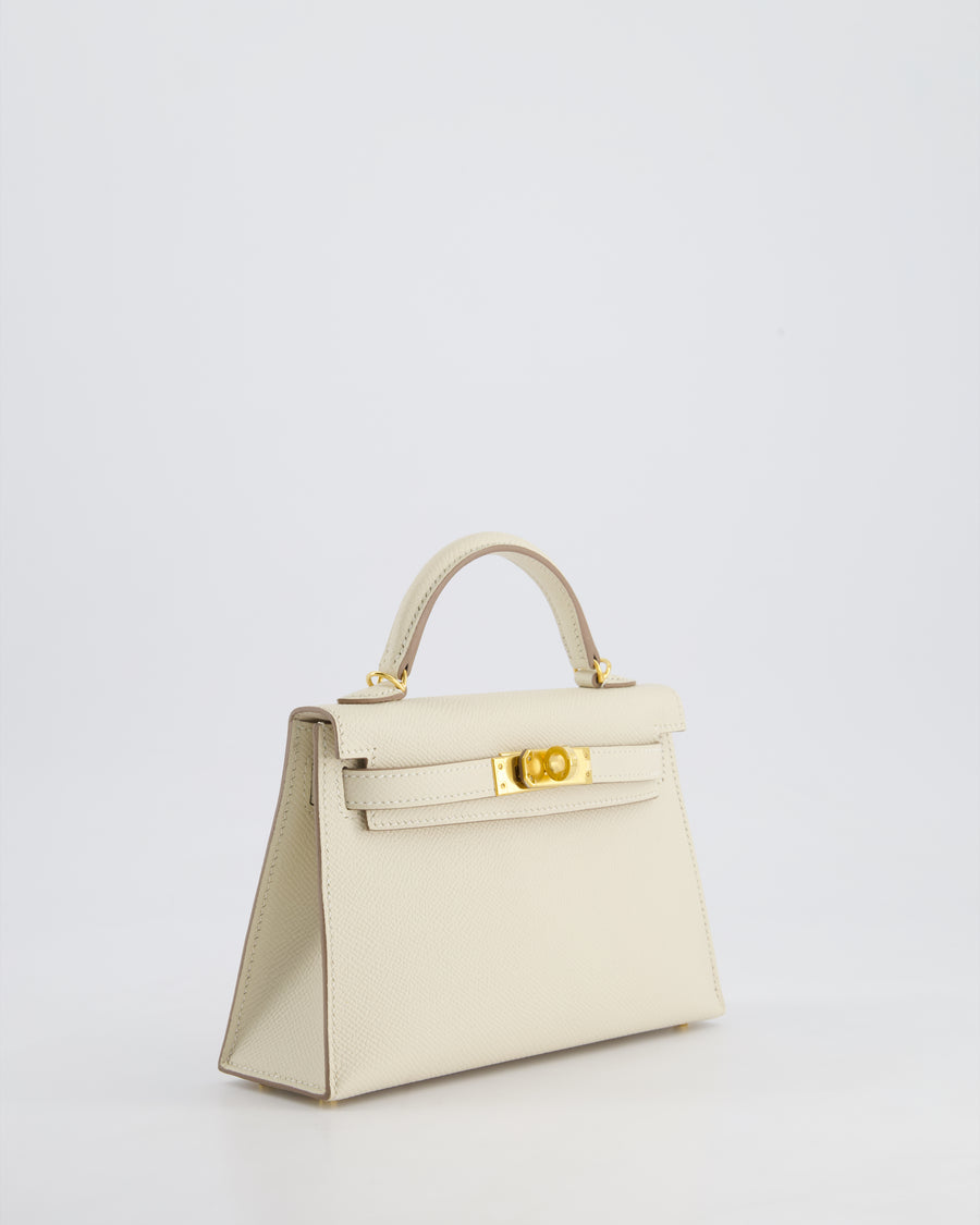 Hermès HSS Mini Kelly II 20cm Bag in Craie Epsom Leather with Gold Hardware