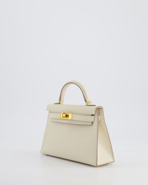 Hermès HSS Mini Kelly II 20cm Bag in Craie Epsom Leather with Gold Hardware