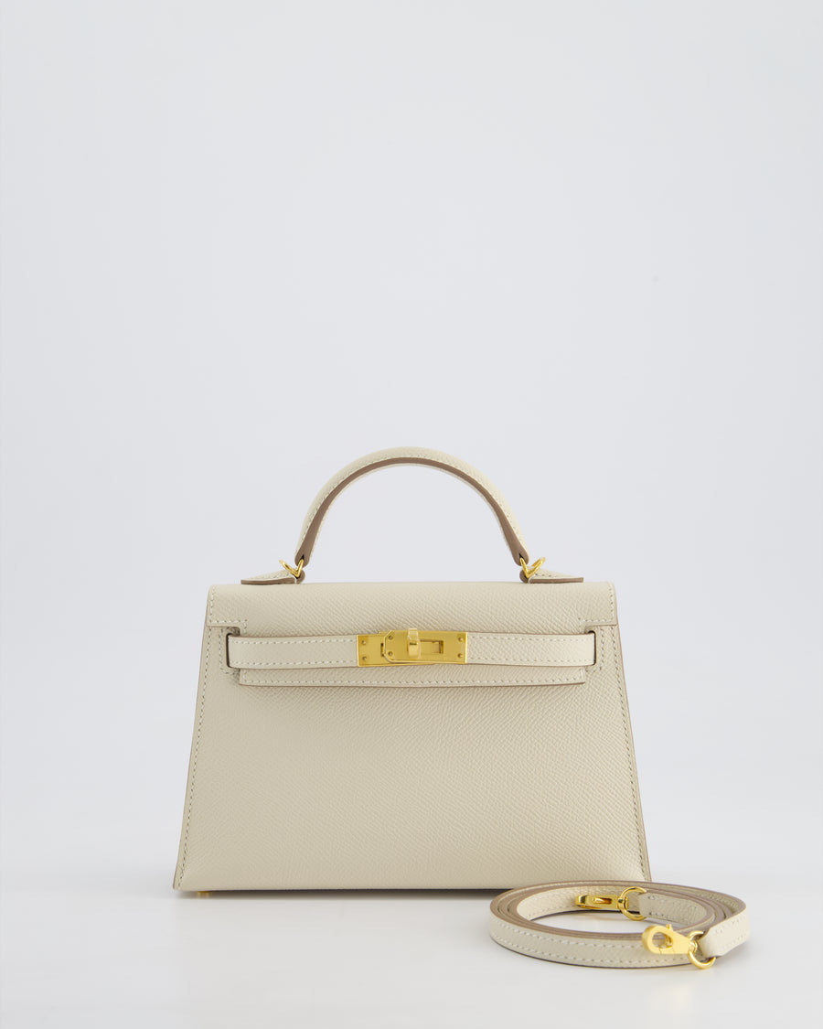 Hermès HSS Mini Kelly II 20cm Bag in Craie Epsom Leather with Gold Hardware