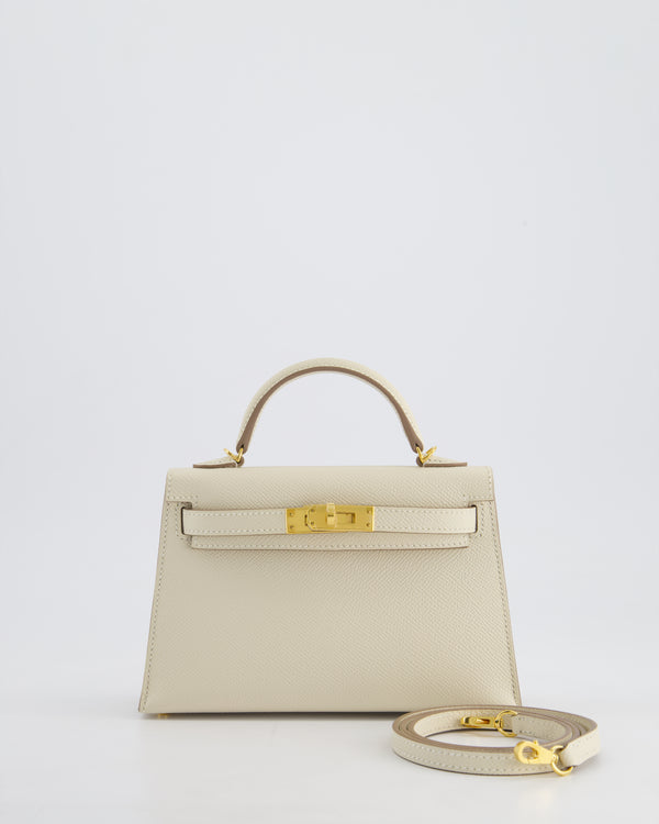 Hermès HSS Mini Kelly II 20cm Bag in Craie Epsom Leather with Gold Hardware
