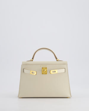 Hermès HSS Mini Kelly II 20cm Bag in Craie Epsom Leather with Gold Hardware