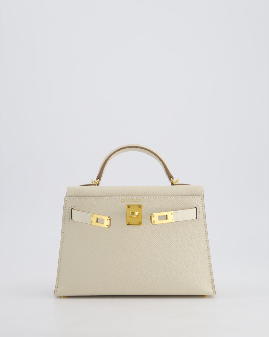 Hermès HSS Mini Kelly II 20cm Bag in Craie Epsom Leather with Gold Hardware