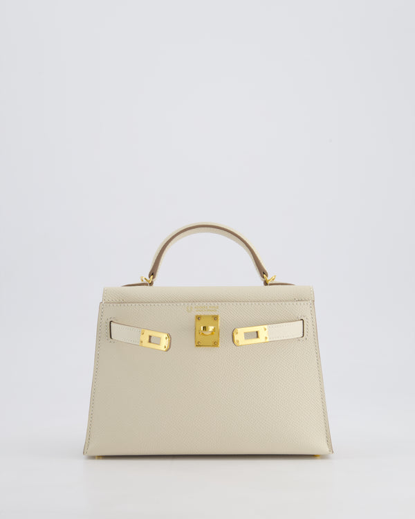 Hermès HSS Mini Kelly II 20cm Bag in Craie Epsom Leather with Gold Hardware