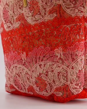 Ermanno Scervino Pink and Red Lace Tote Bag