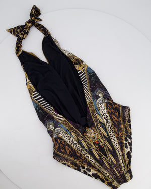 Camilla Embellished Multi Print Neck Tie One-Piece Swimsuit Size XS (UK 8)