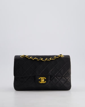 *EXCELLENT VINTAGE* Chanel Vintage Black Small Classic Double Flap Bag in Lambskin Leather with 24k Gold Hardware