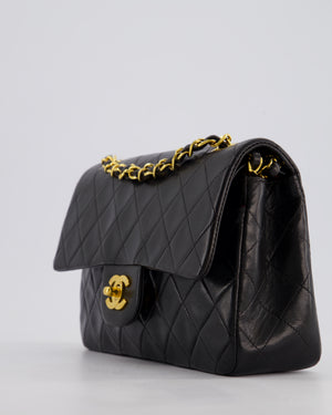 *EXCELLENT VINTAGE* Chanel Vintage Black Small Classic Double Flap Bag in Lambskin Leather with 24k Gold Hardware